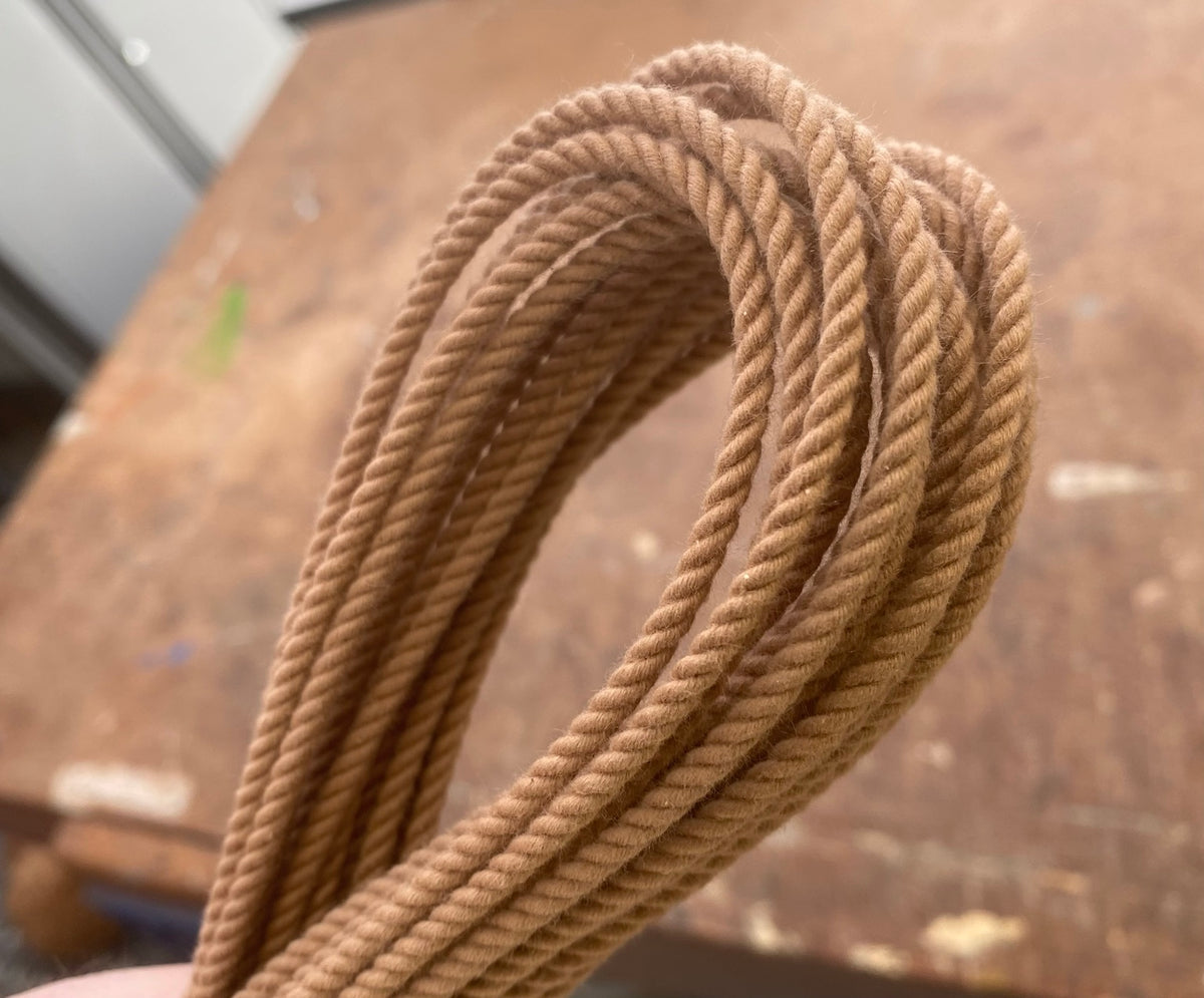 Coiled Instant Coffee 2230 brown three-strand hard-laid cotton cordage handmade by Blood Knot