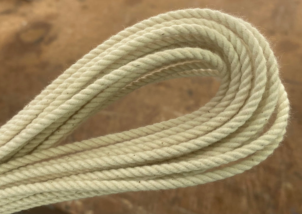 Hank of raw unbleached cotton three-strand hard-laid cordage handmade by Blood Knot