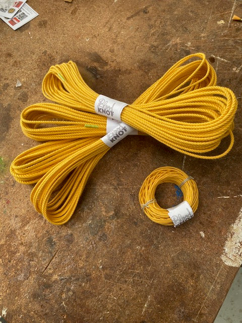 Blood Knot Yellow hard-laid cordage hanks in several diameters